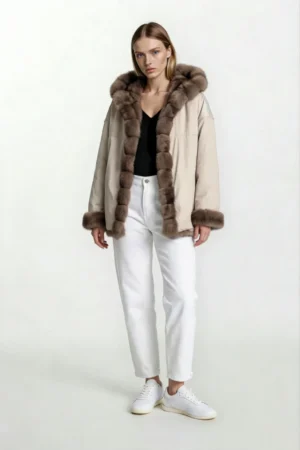 Casual Reverable Sable Hooded Jacket