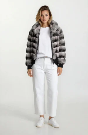 Chinchilla Fur Jacket With Hood