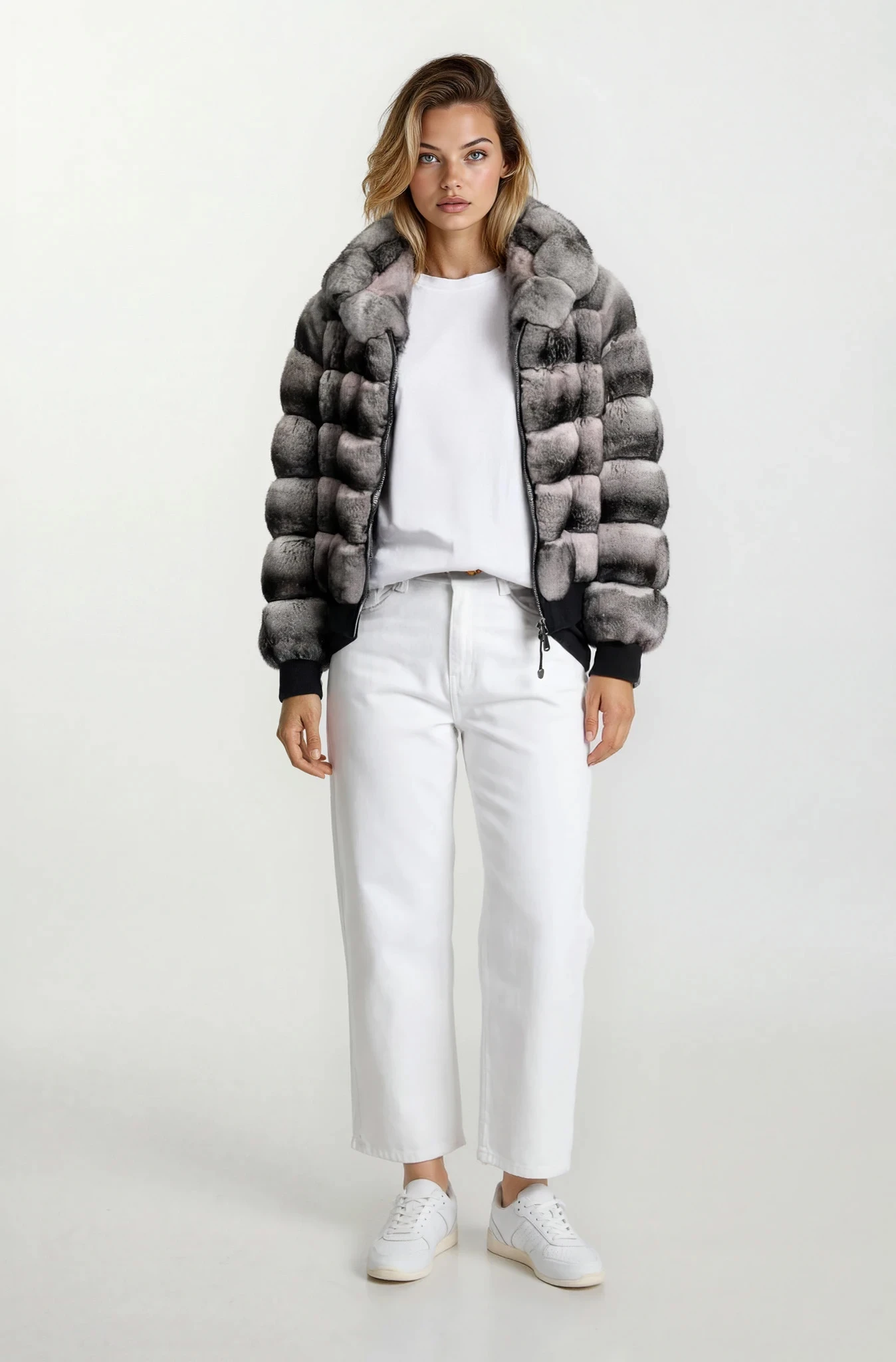 Chinchilla Fur Jacket With Hood