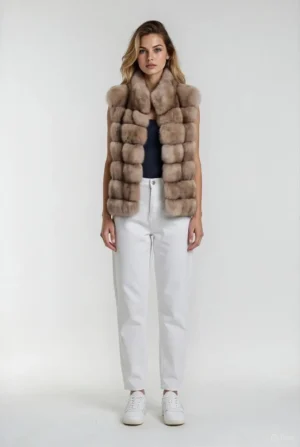 Short Lavender Sable Vest