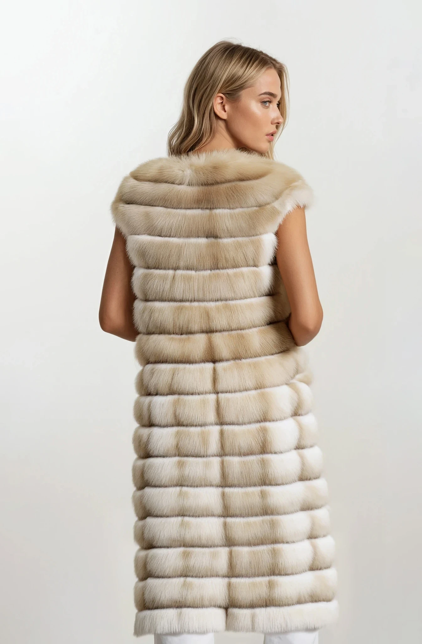 Long Sleeveless Lavender Sable Vest - Image 2