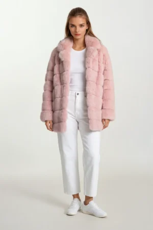Pastel Pink Sable Hooded Jacket