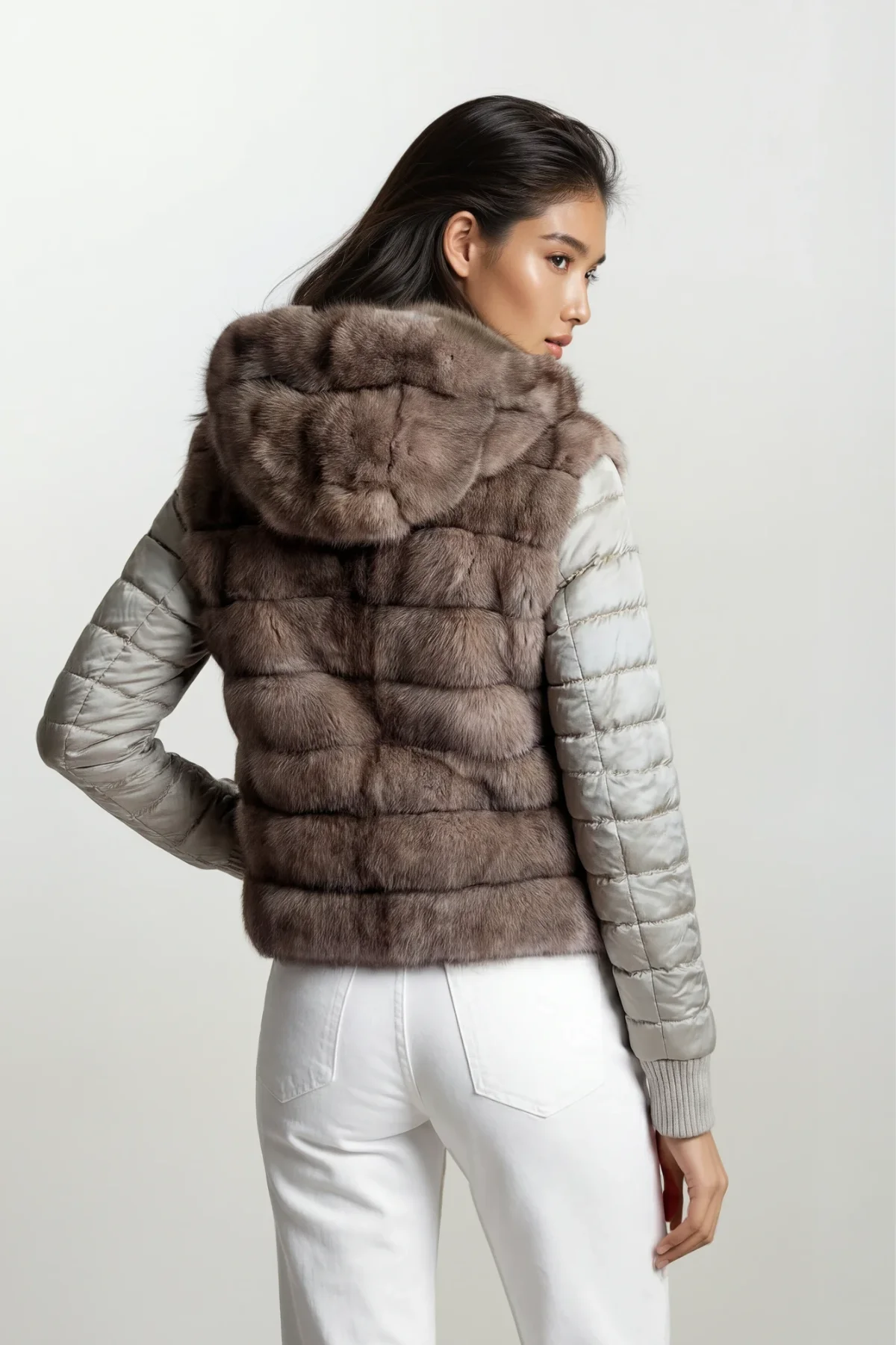 Blue Reverable Sable Hooded Jacket - Image 5