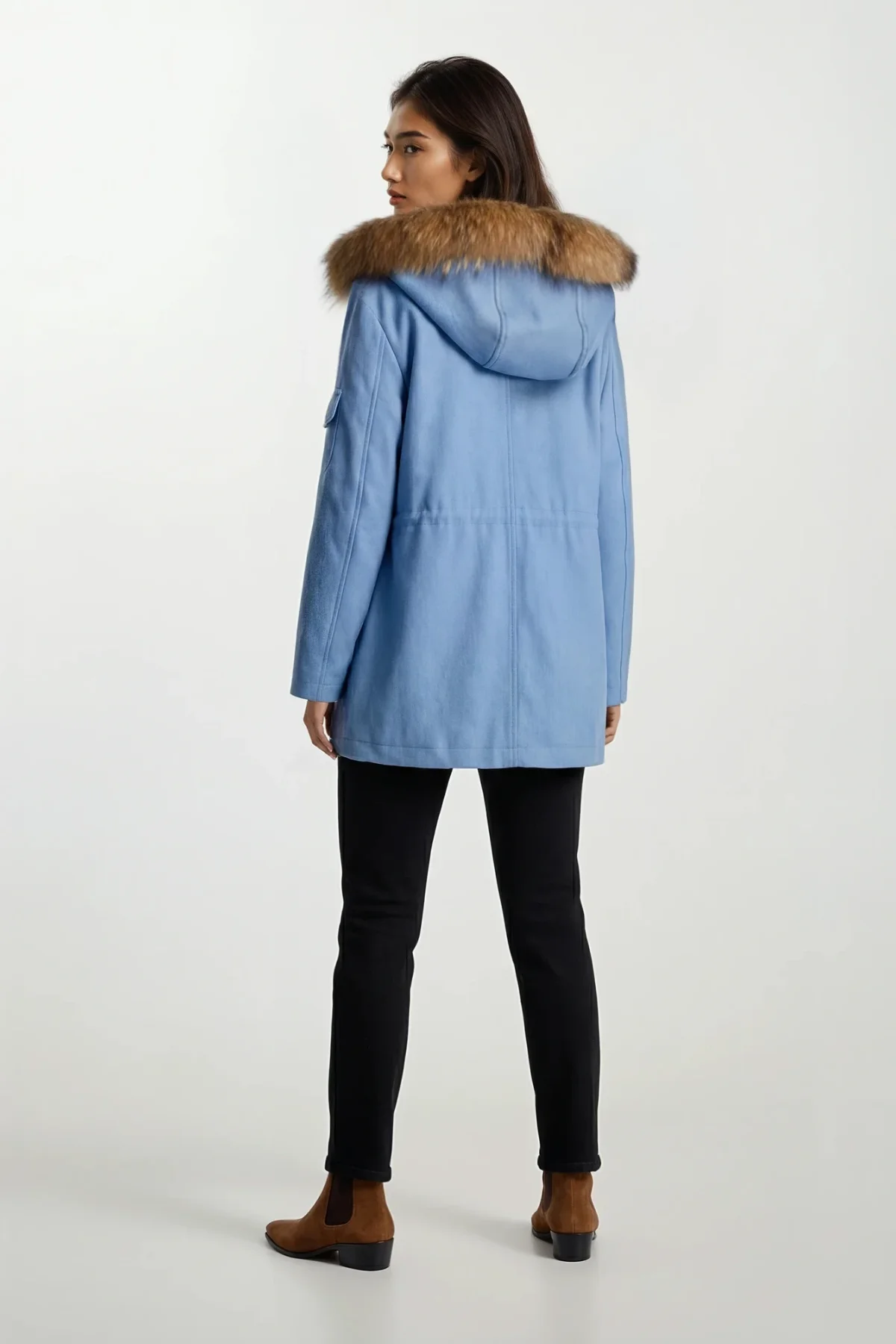 Blue Reverable Sable Hooded Jacket - Image 2