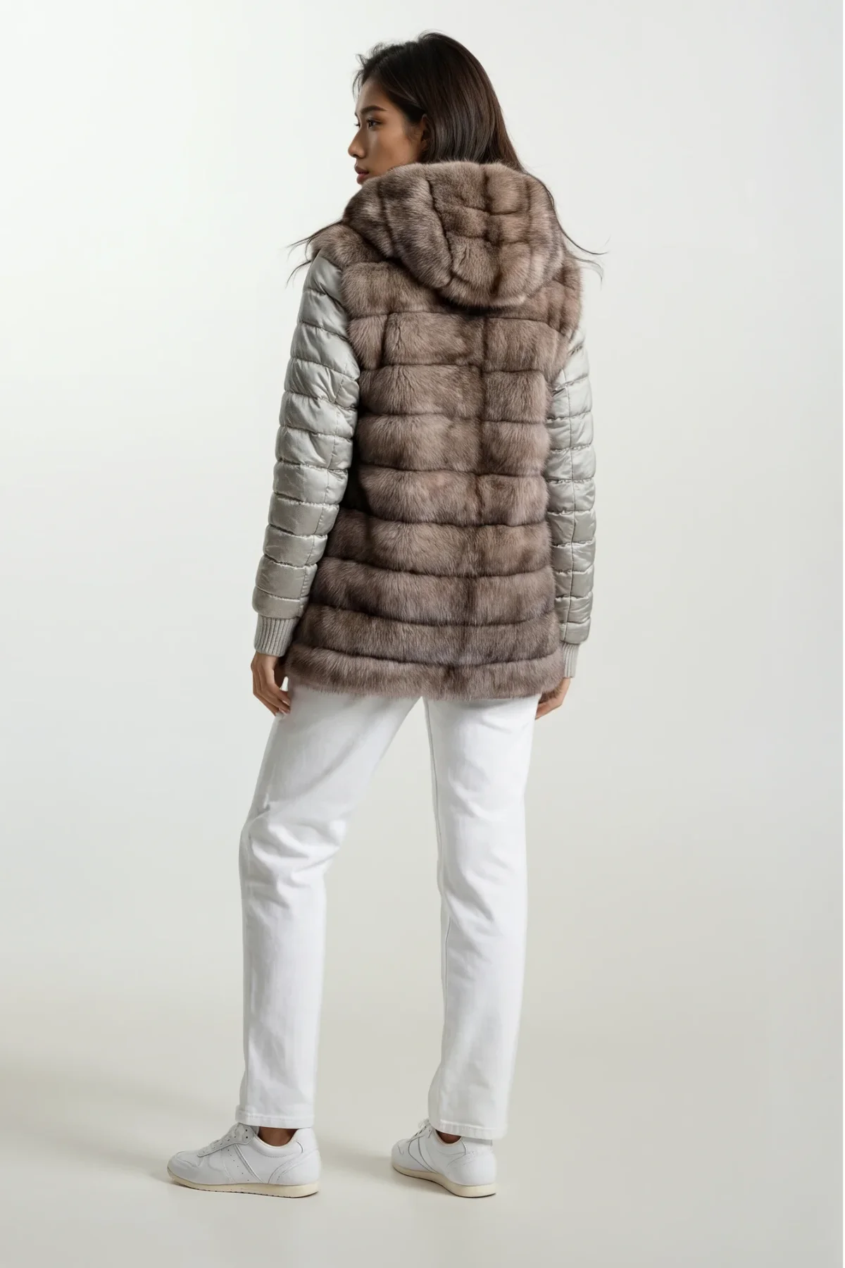 Blue Reverable Sable Hooded Jacket - Image 4